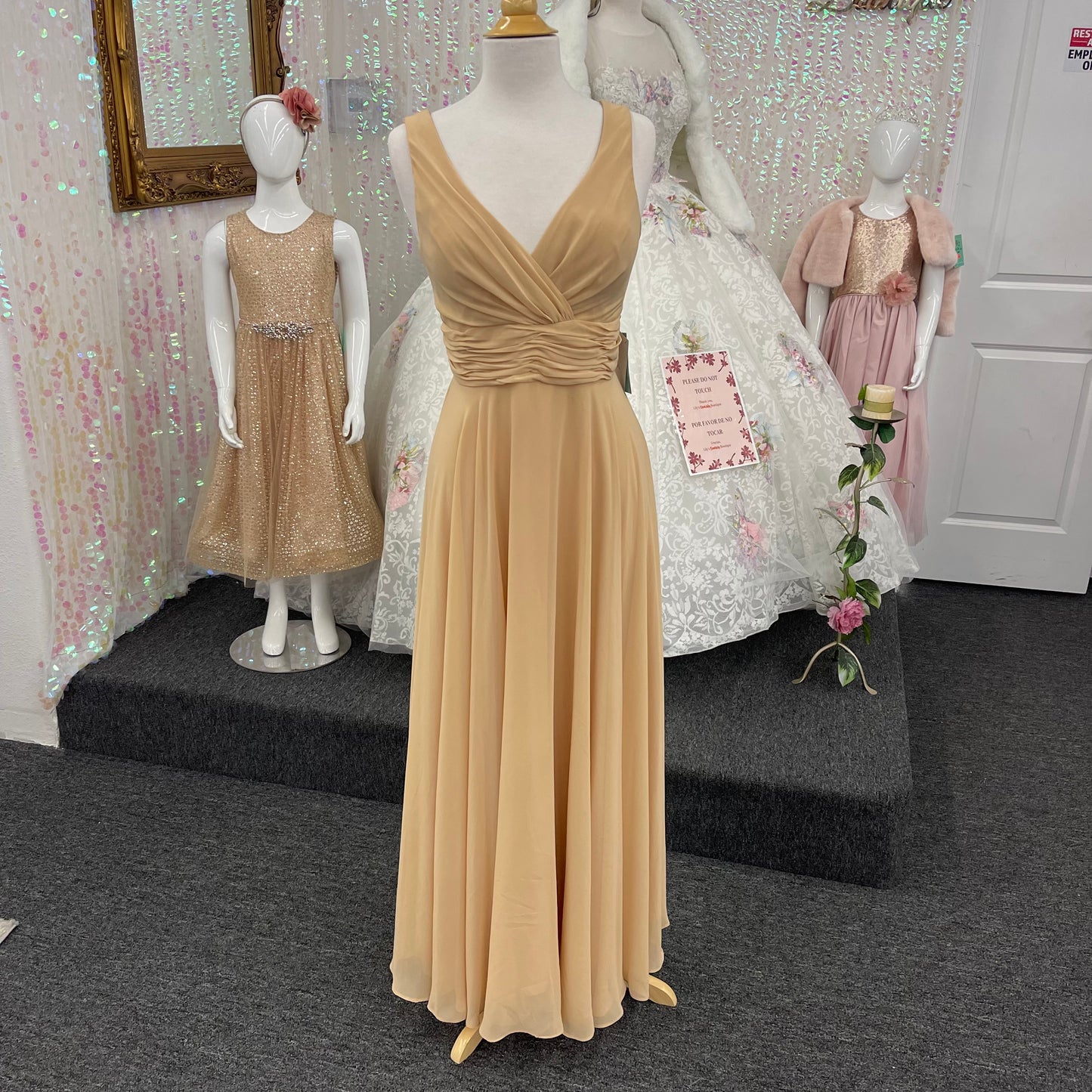 Lily’s Champagne Bridesmaids gown