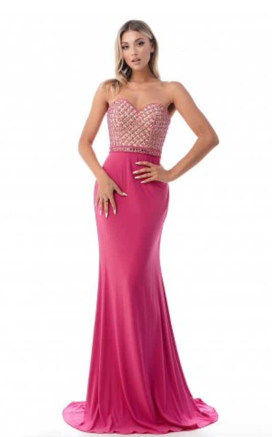 Lily’s Fuchsia Strapless Gown #KD037