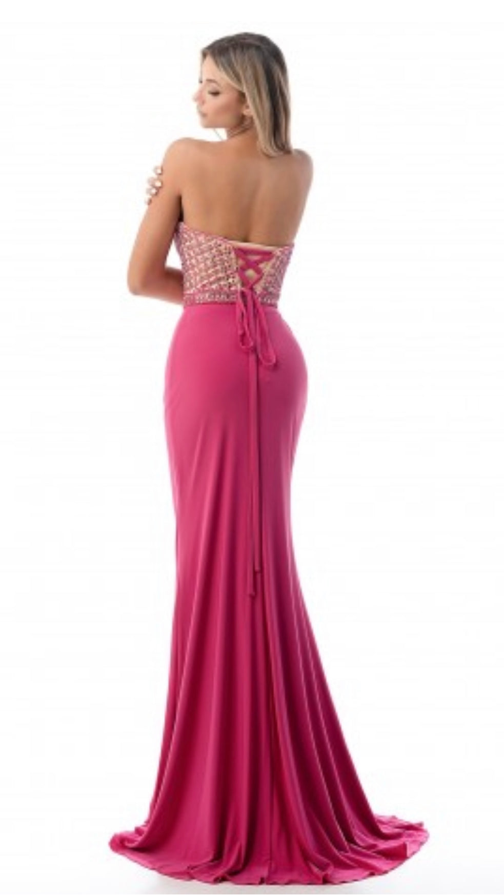 Lily’s Fuchsia Strapless Gown #KD037