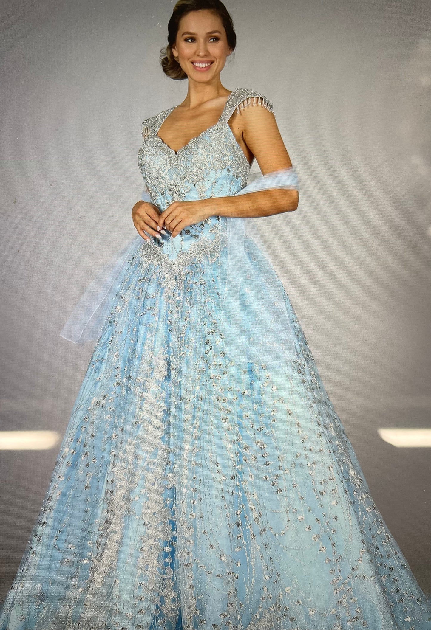 Lily's Baby blue FIE10262 A-line Blue Quinceanera Dress