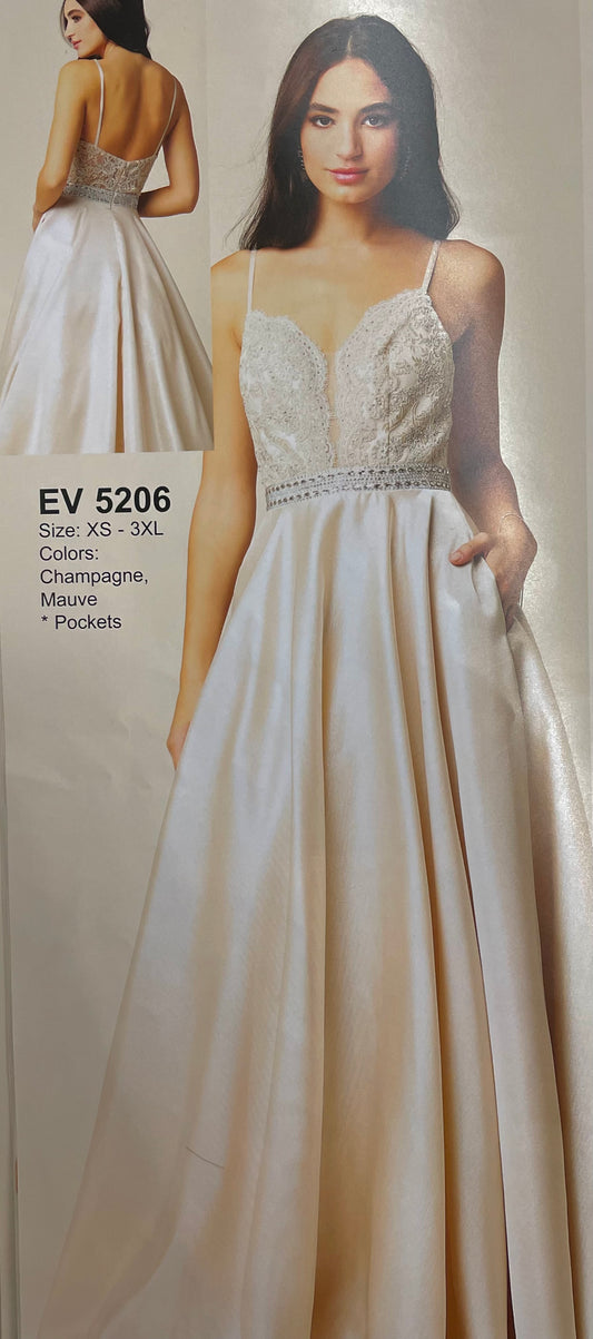 Lilys ev5206Champagne Lace Bodice Gown