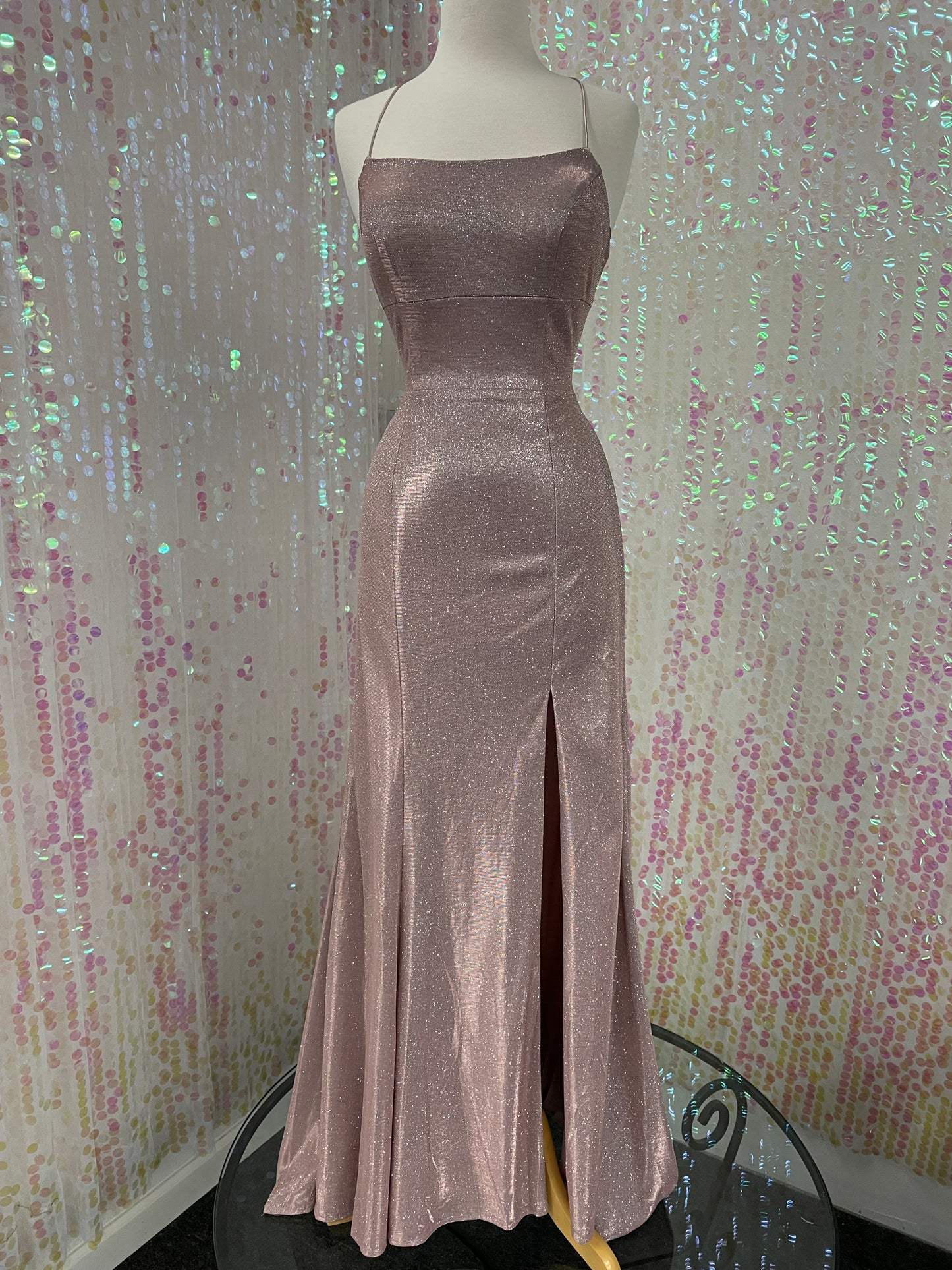 Lily's Metallic blush Open Back Dress CHF-555