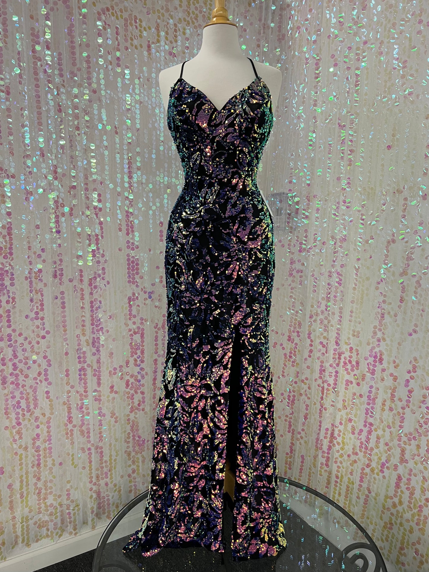 Lily's Black/purple Sequin Fitted Prom/Evening Gown DQ4135 Lily's Seaside Boutique Lily's Black/purple Sequin Fitted Prom/Evening Gown DQ4135 Lily's Seaside Boutique