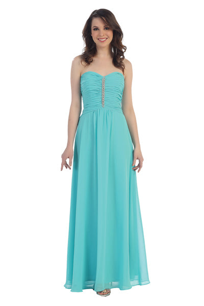 Lily's aqua CY1370 Chiffon Strapless Dress