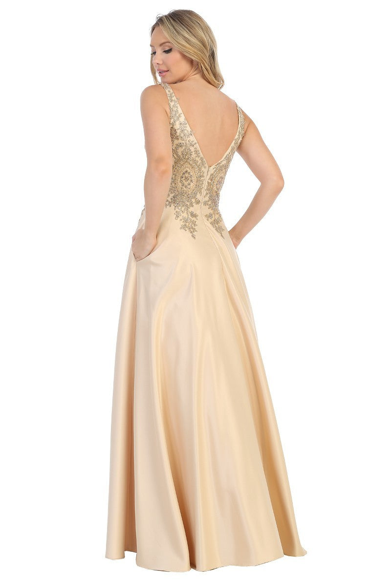 Lily's champ/gold Sleeveless A-line Evening Gown LT7526