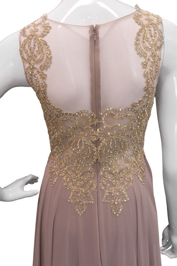 Lily's Gold Chiffon Evening Gown CHF9156