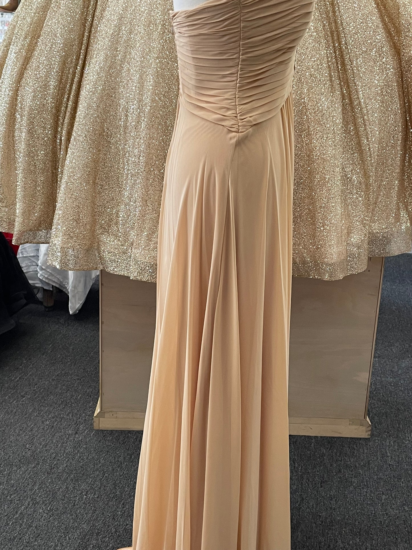 Lily’s chiffon strapless long dress