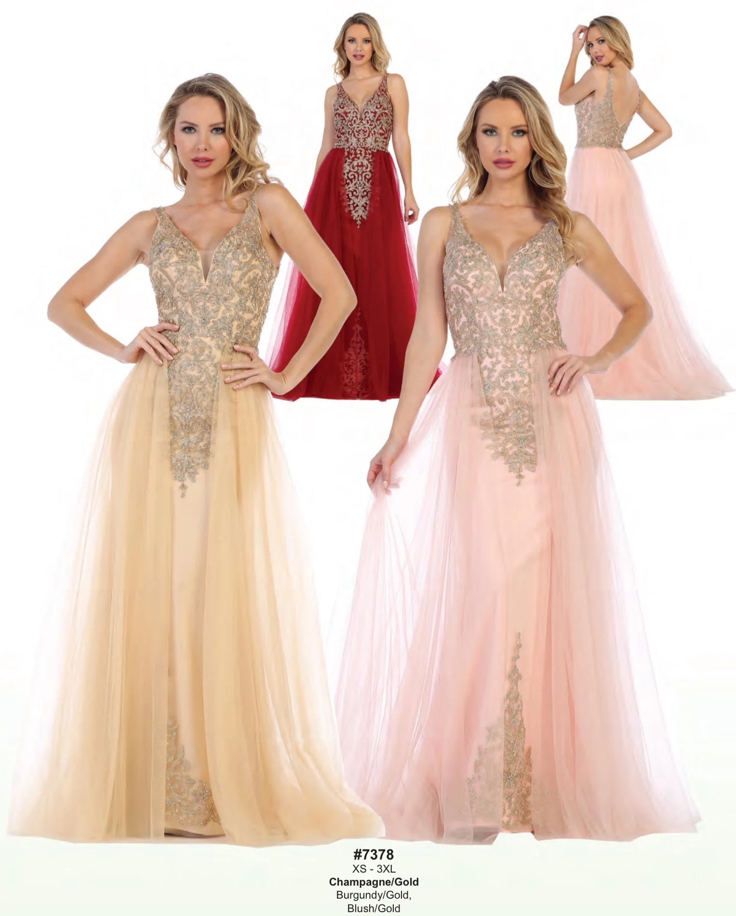 Lily's Champagne Tulle Gown LT7378