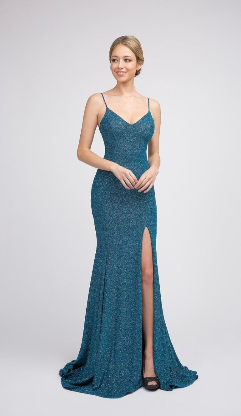 Lily’s Teal/Sparkly Long Dress FIES4203