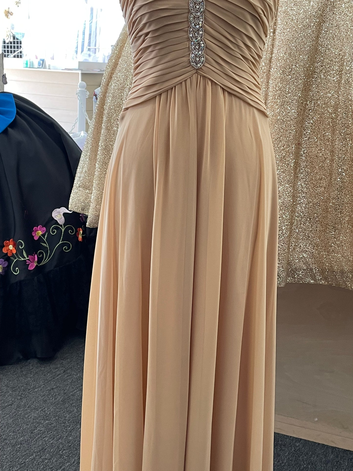 Lily’s chiffon strapless long dress