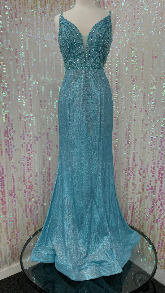 Lily's Aqua Ev5223 Sparkly Prom Dress