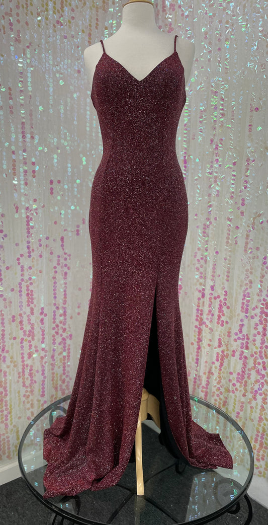 Lilys burgundy/Sparkly Long Dress FIES4203