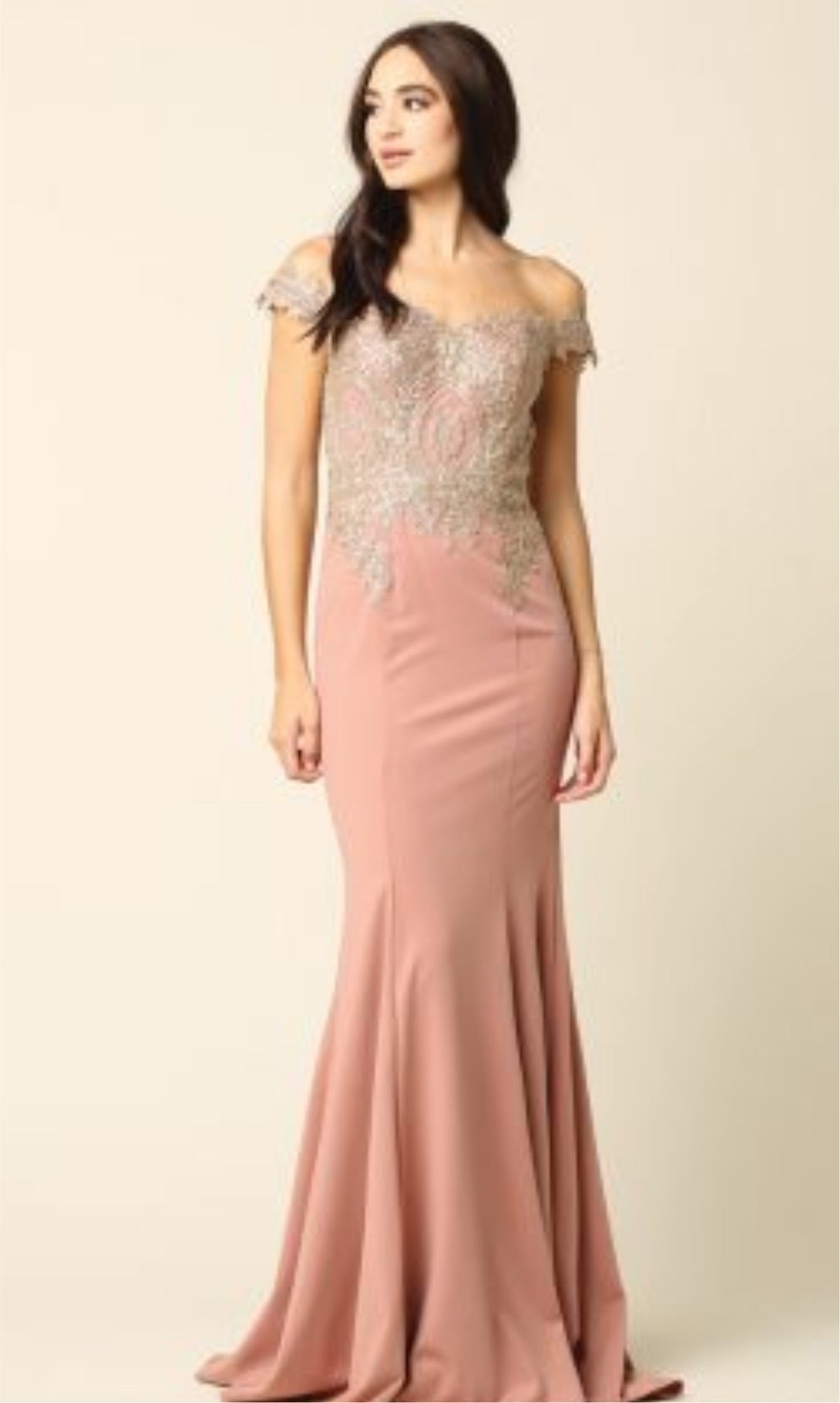 Lily’s dusty rose Of The Shoulder Rose Dress #EVA5193