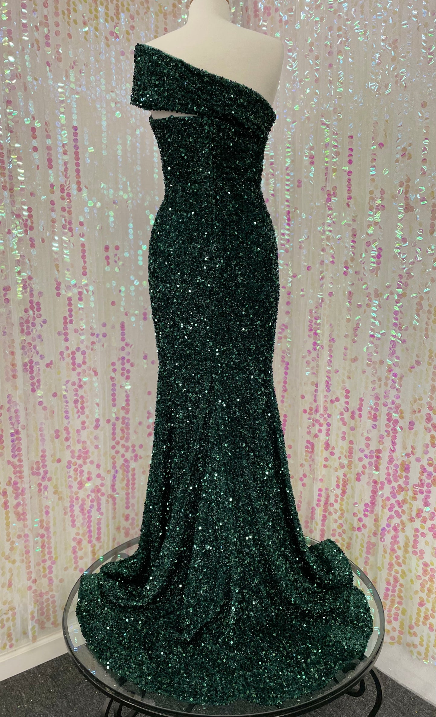 Lily's hunter green sequins Dress #CD980