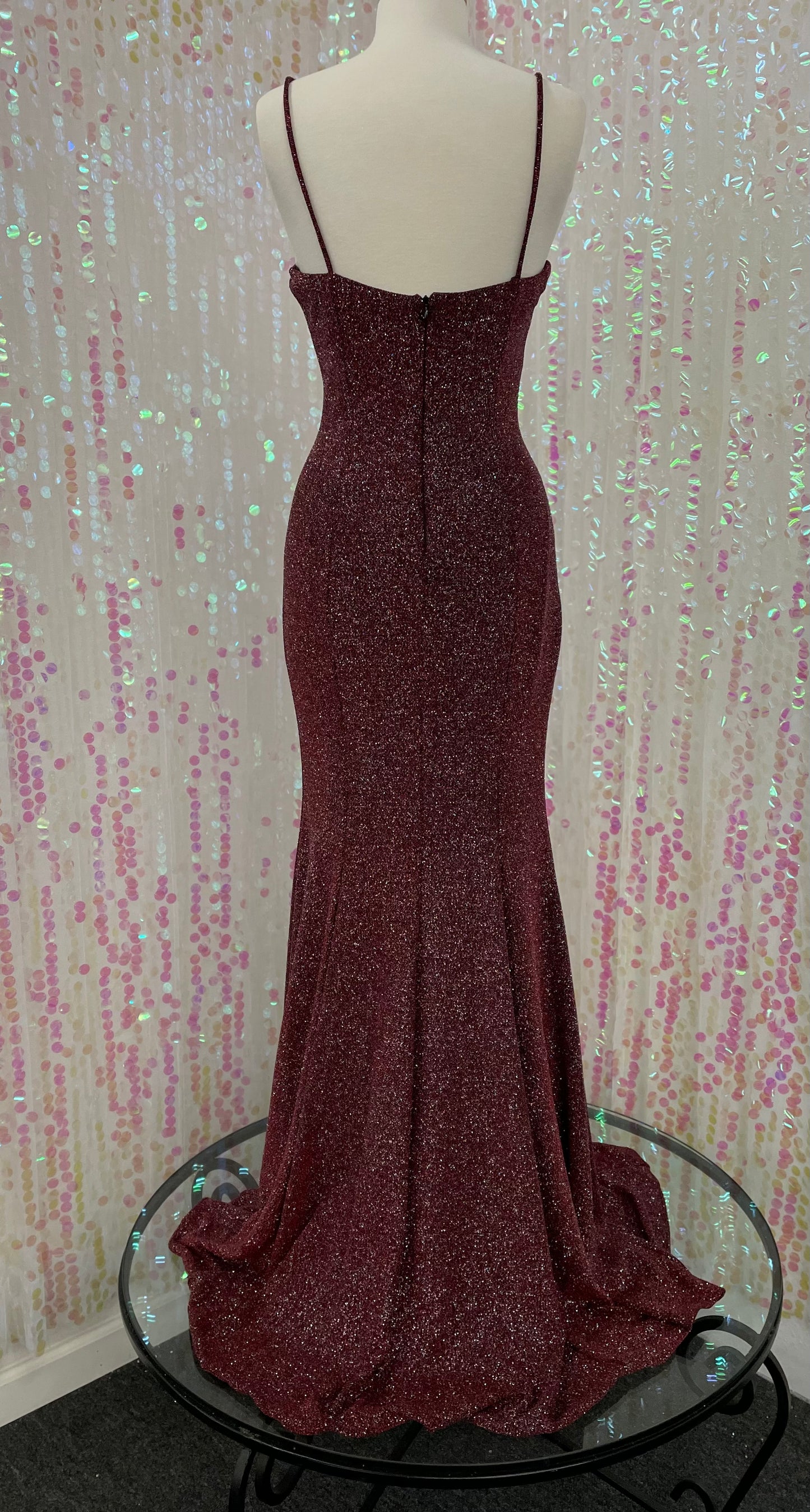 Lilys burgundy/Sparkly Long Dress FIES4203