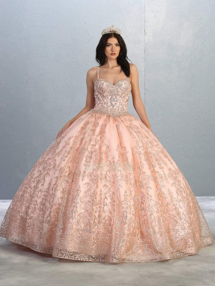 MQLK 145 LILY'S PINK GLITTER EMBELLISHED SWEETHEART BALLGOWN