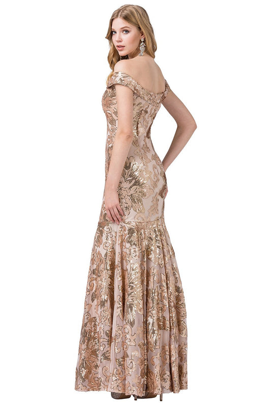 Lily's Gold Fitted Evening Gown DQ2481