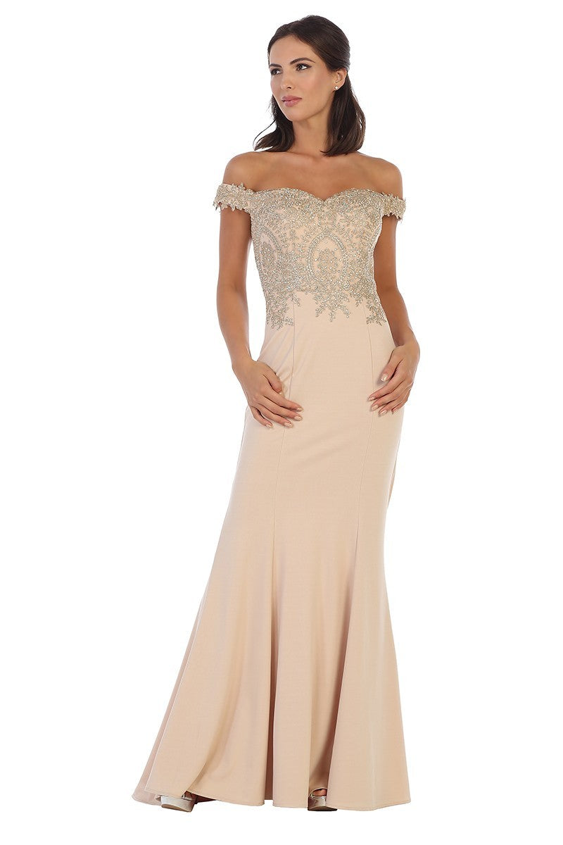 Lily's Champagne Off Shoulder Prom/Evening Gown EV5193